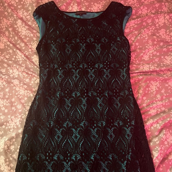 connected apparel Dresses & Skirts - Blue, black laced dress made in Sri Lanka